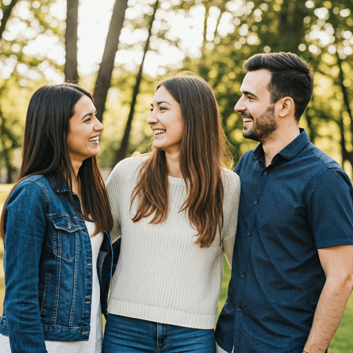 Friends laughing outdoors